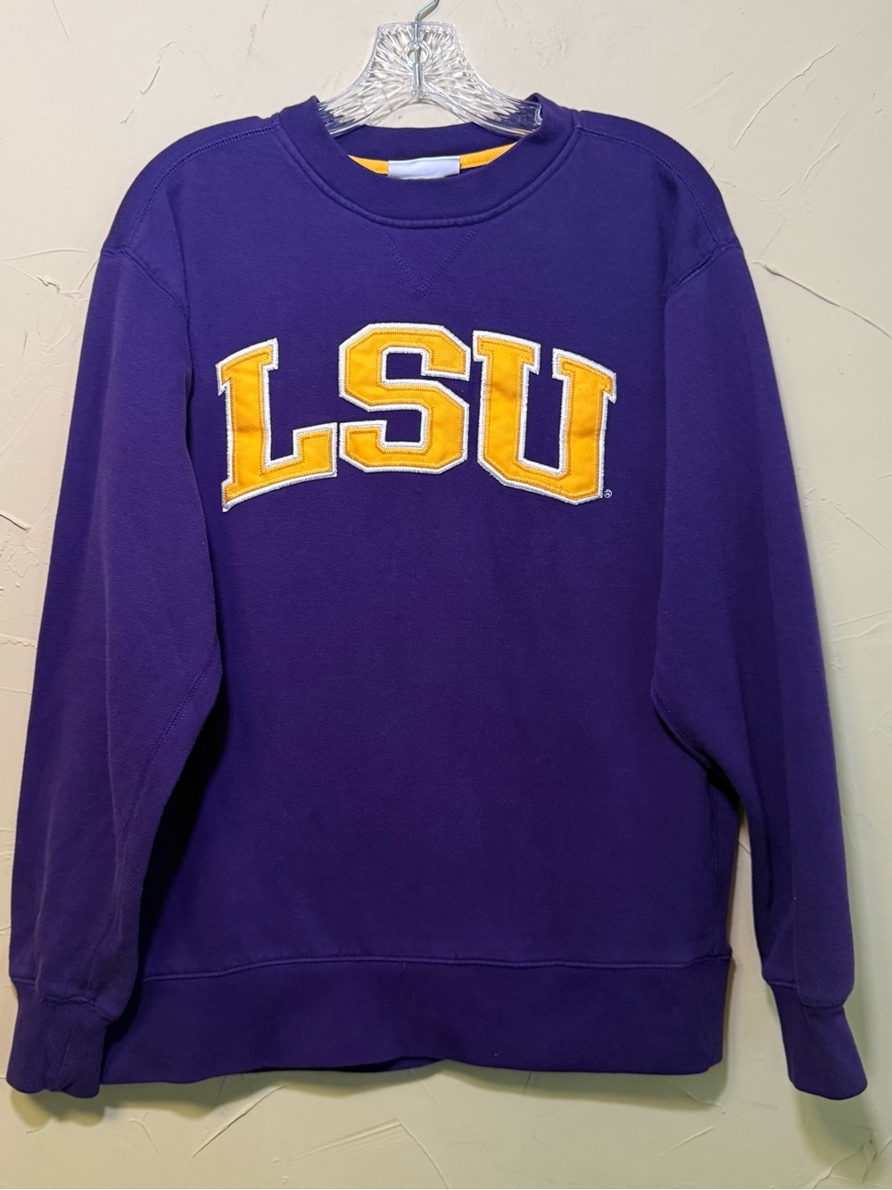 VTG Y2K LSU Tigers Majestic Section 101 Crewneck Sweatshirt Purple Yellow Men M